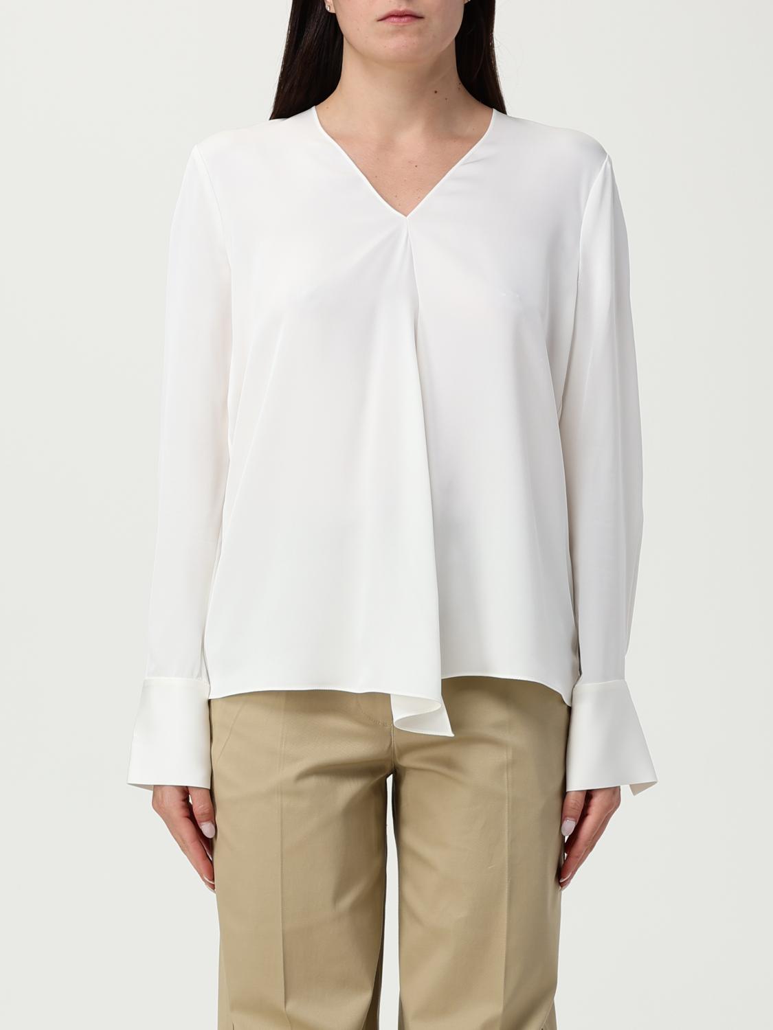 Theory Silk Blouse With Buttoned Cuffs And V-neckline In White