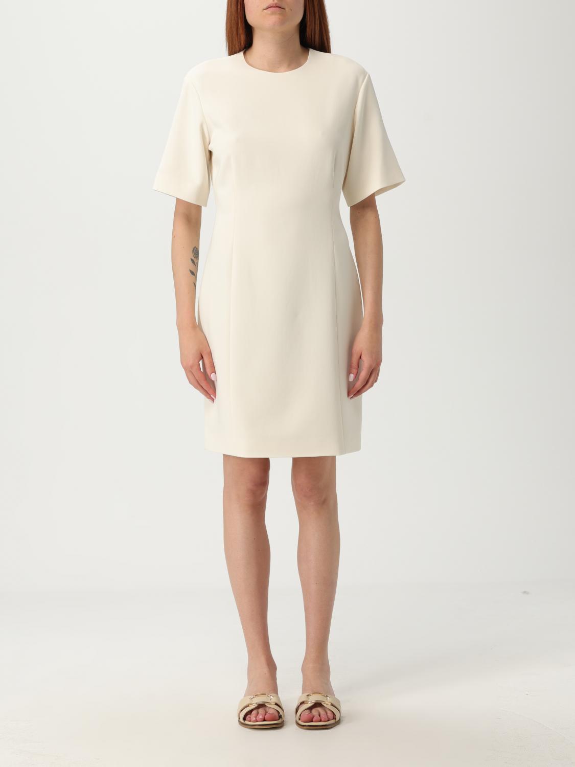 Theory Crepe Flare Mini Dress In Neutral