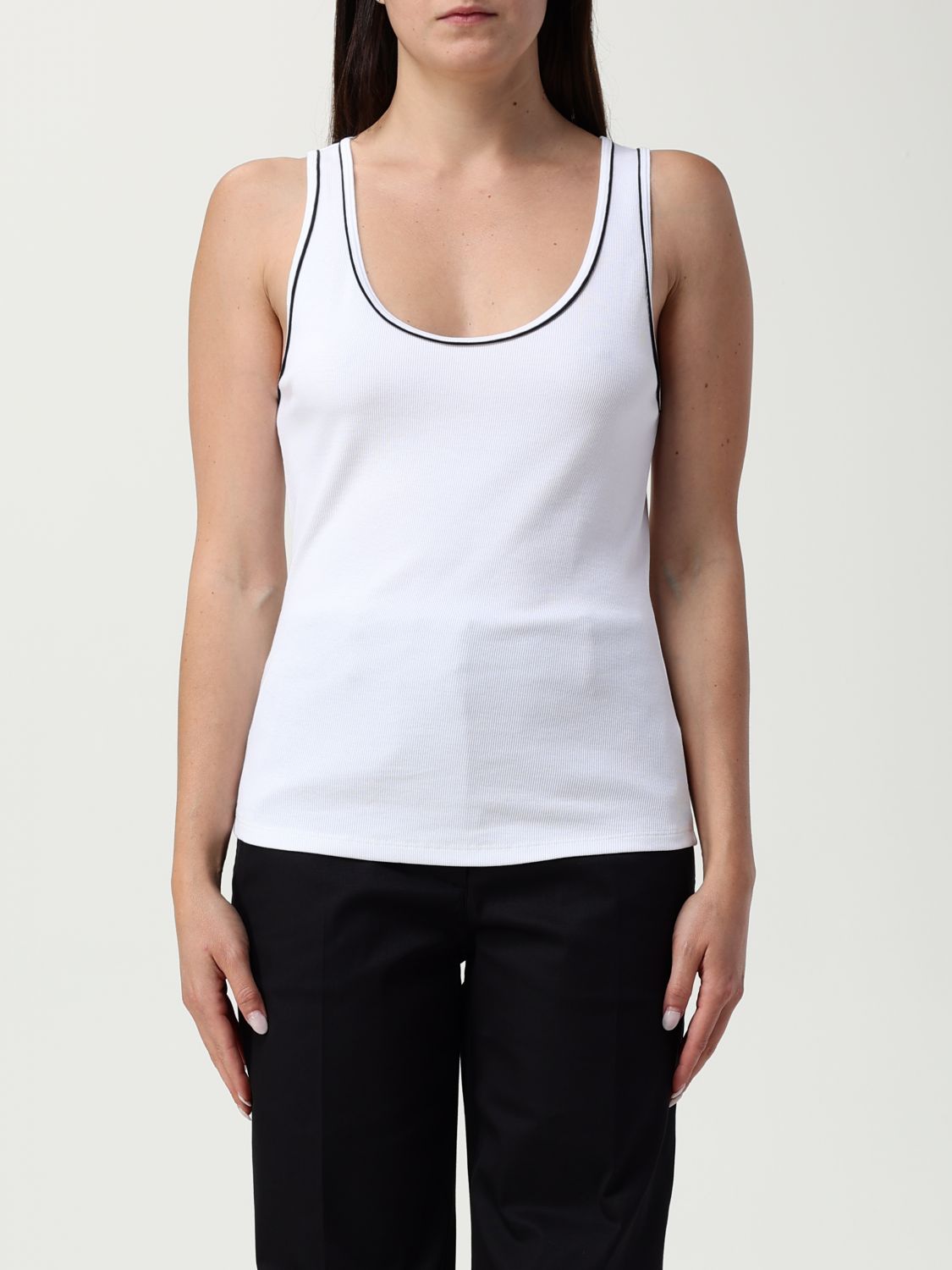 Theory Ribbed Scoop-neck Tank Top In White