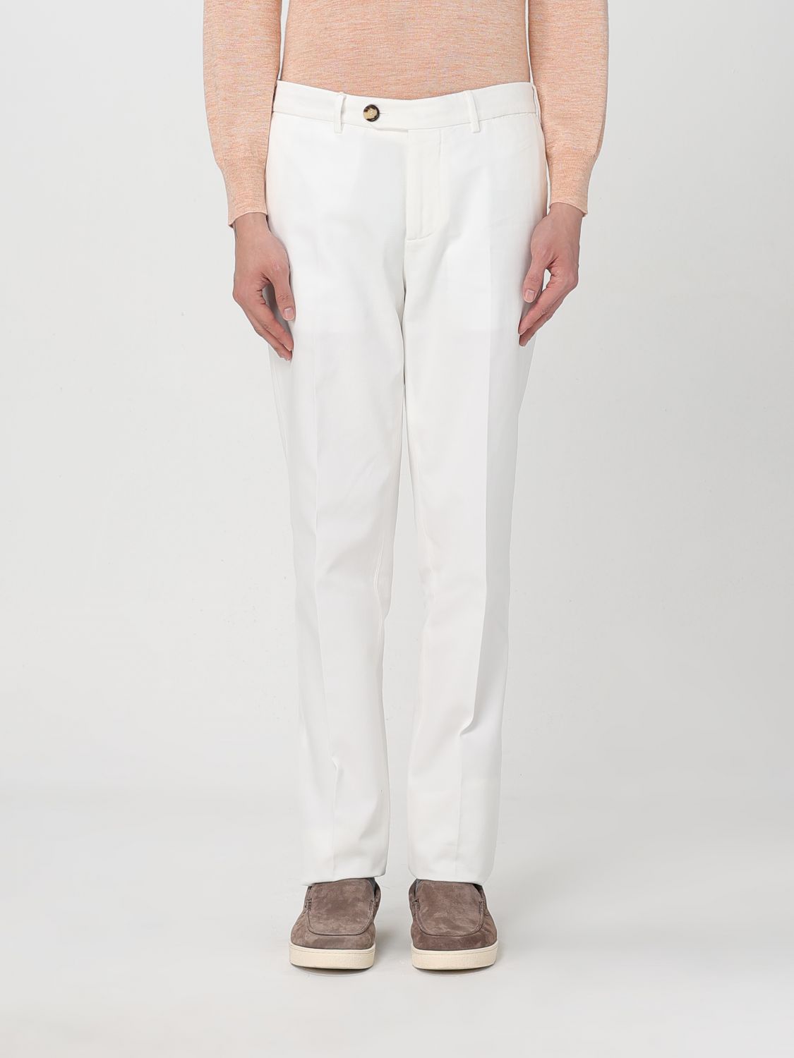 Brunello Cucinelli Straight-leg Corduroy Tailored Pants In Ice