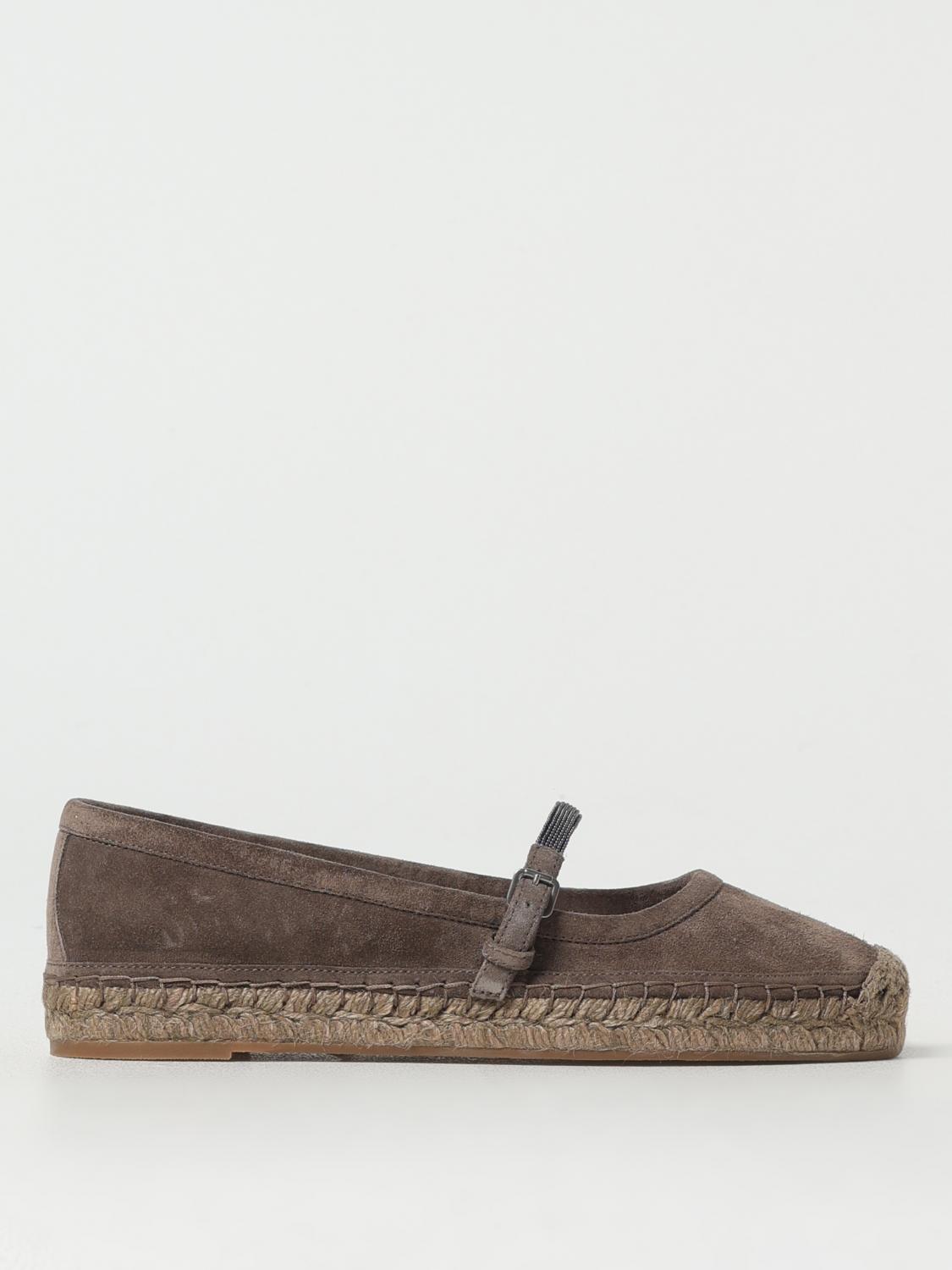 Brunello Cucinelli Brown Espadrilles With Monile Detail And Beveled Toe In Brown