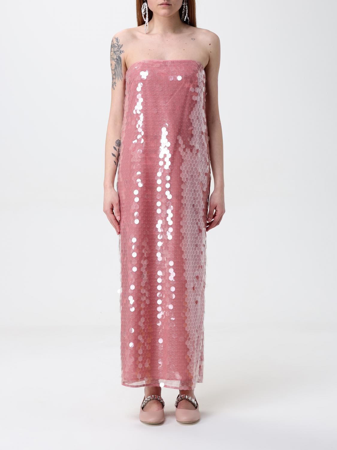 Staud Casey Strapless Paillette-embellished Tulle Midi Dress In Peach