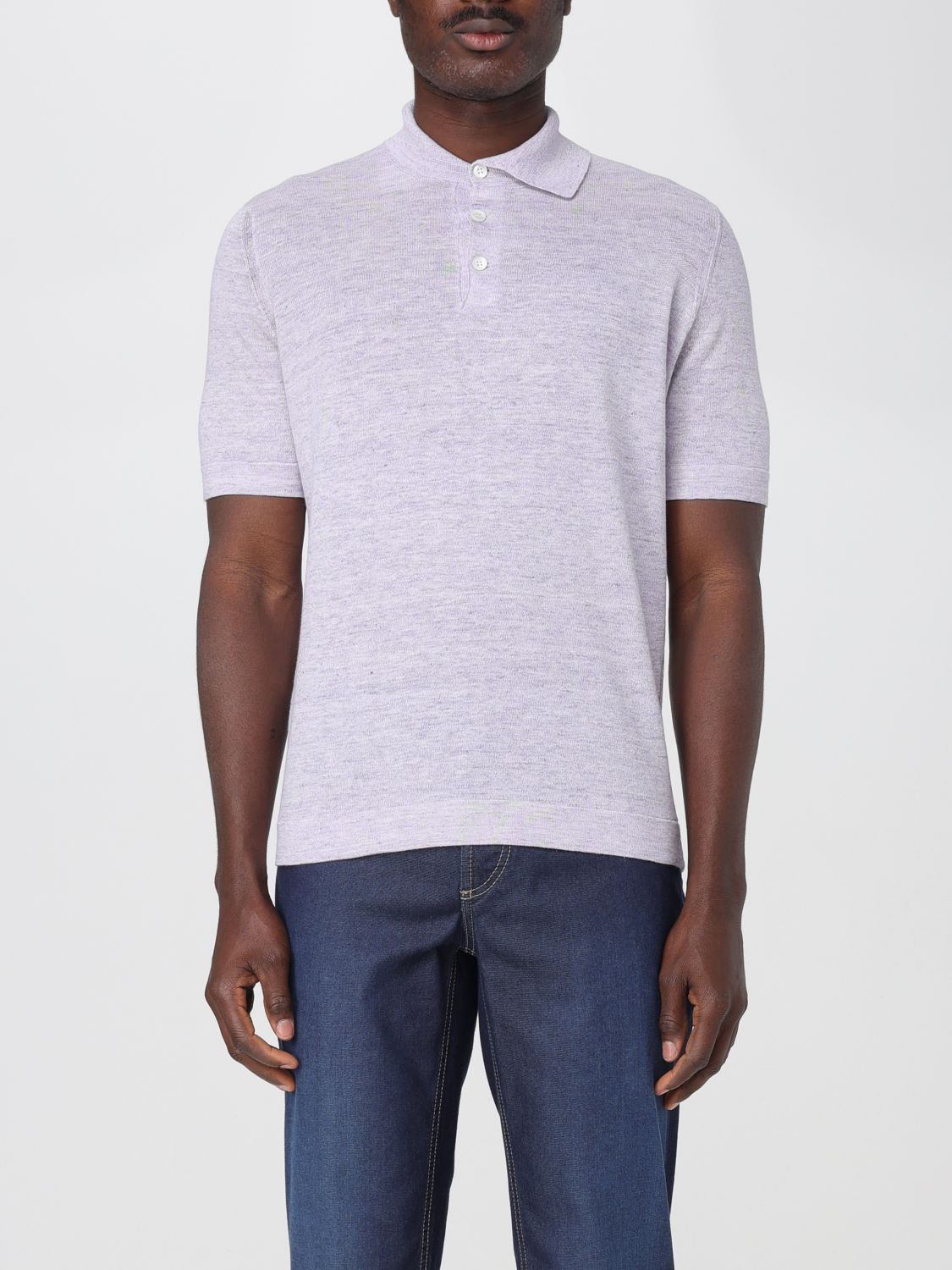 Brunello Cucinelli Men Polo Shirt In Lila