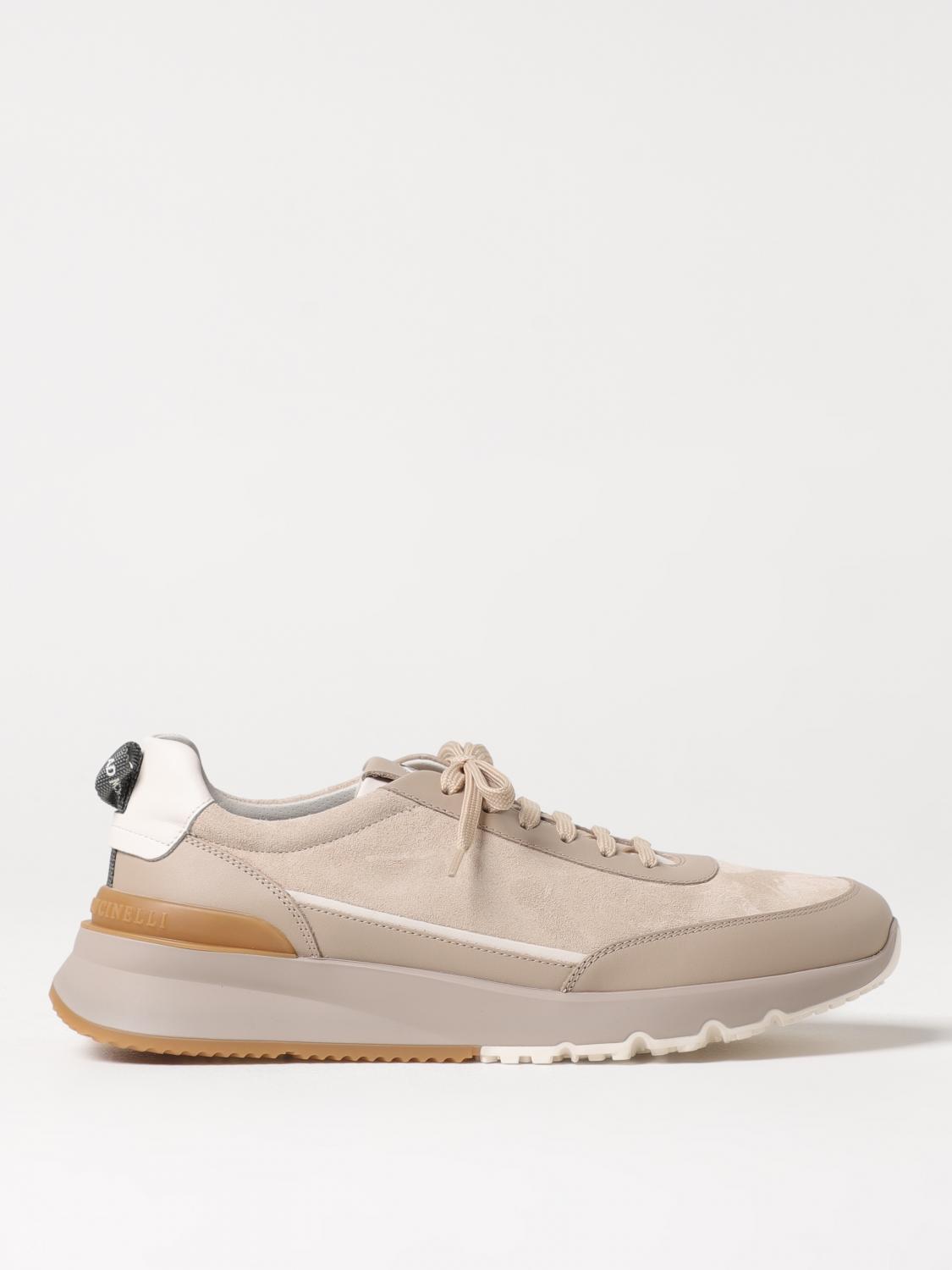 Brunello Cucinelli Beige Washed Suede Runners In Beige