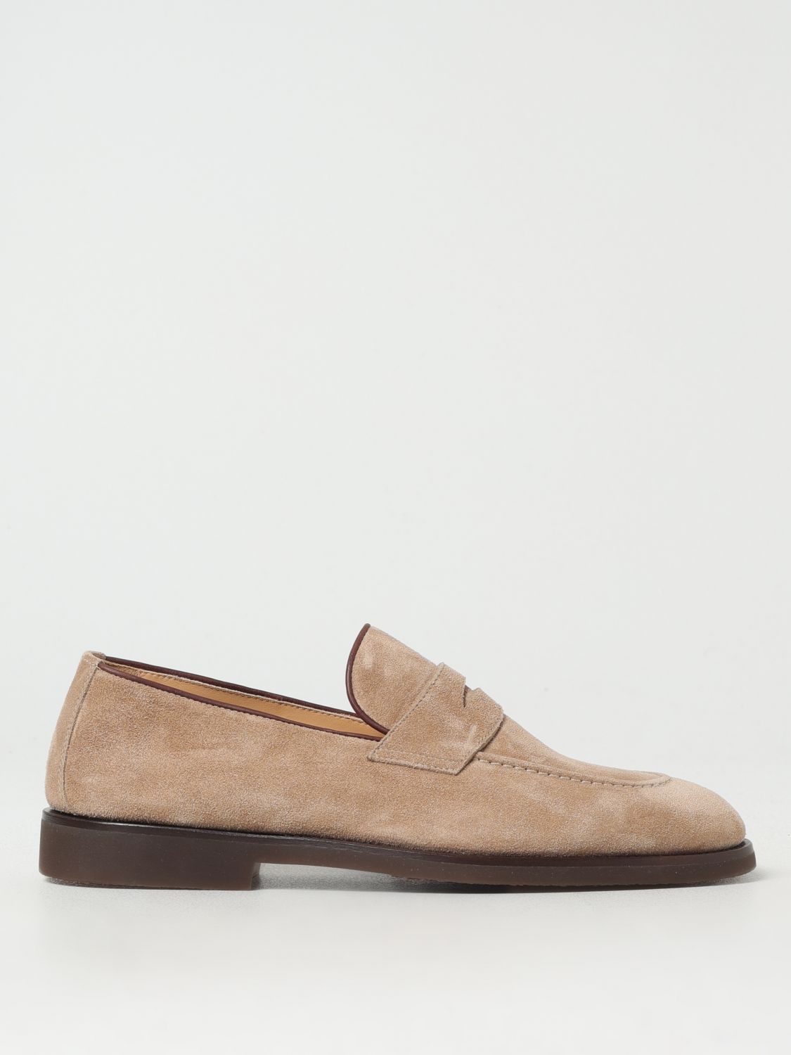 Brunello Cucinelli Beige Calf Suede Mocassins In Neutral