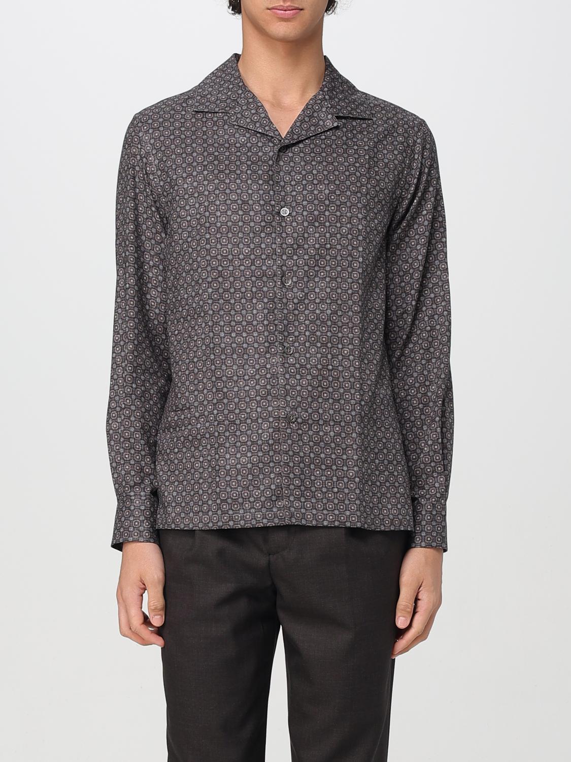 Brunello Cucinelli Camp-collar Printed Cotton-twill Shirt In Dark