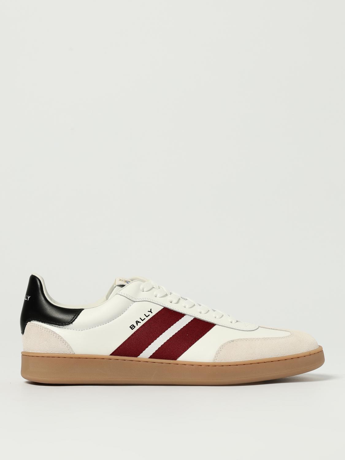 Bally Retro Crest Leather Striped Sneakers In White