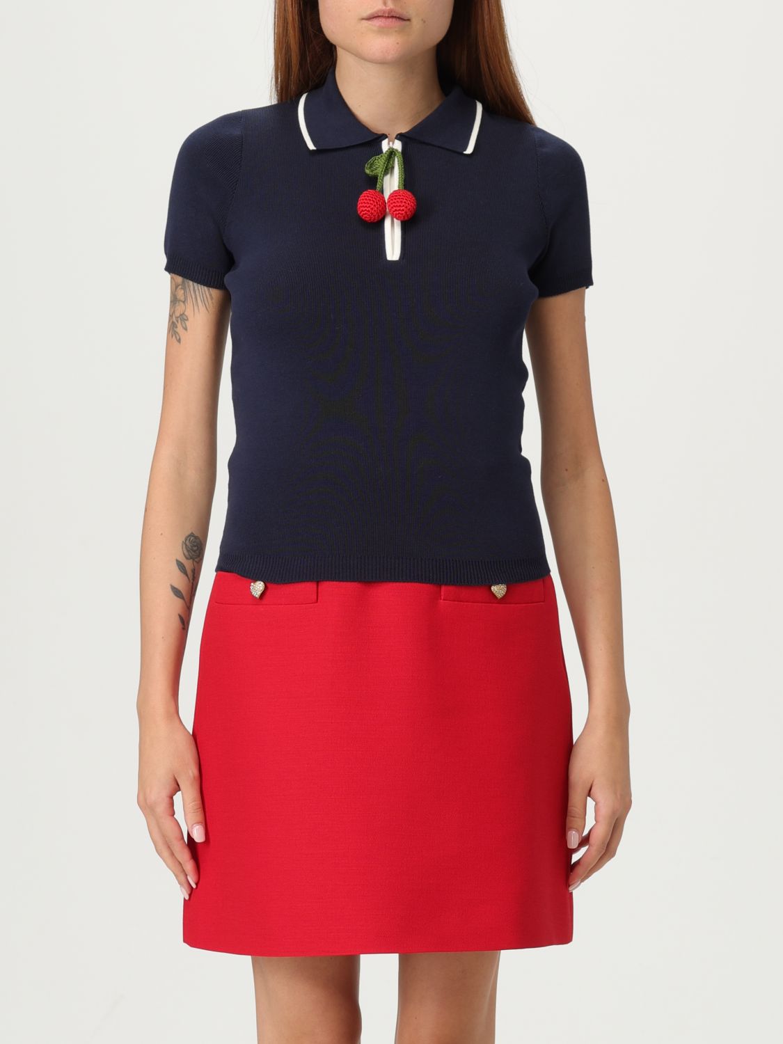 Valentino Polo Shirt Cotton Embroidered Detail In Black