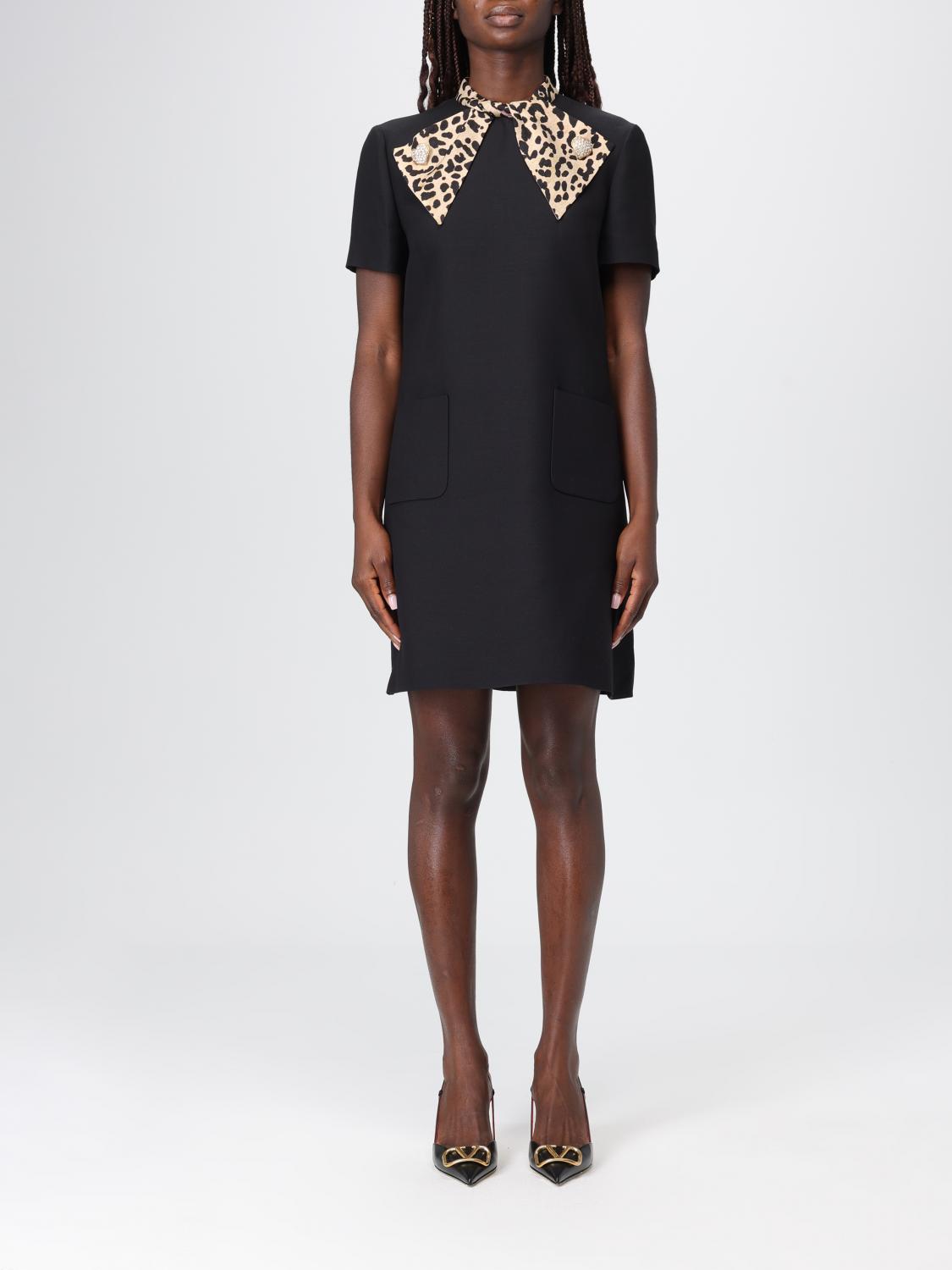 Valentino Embellished Pussy-bow Wool And Silk-blend Crepe Mini Dress In Animal Print