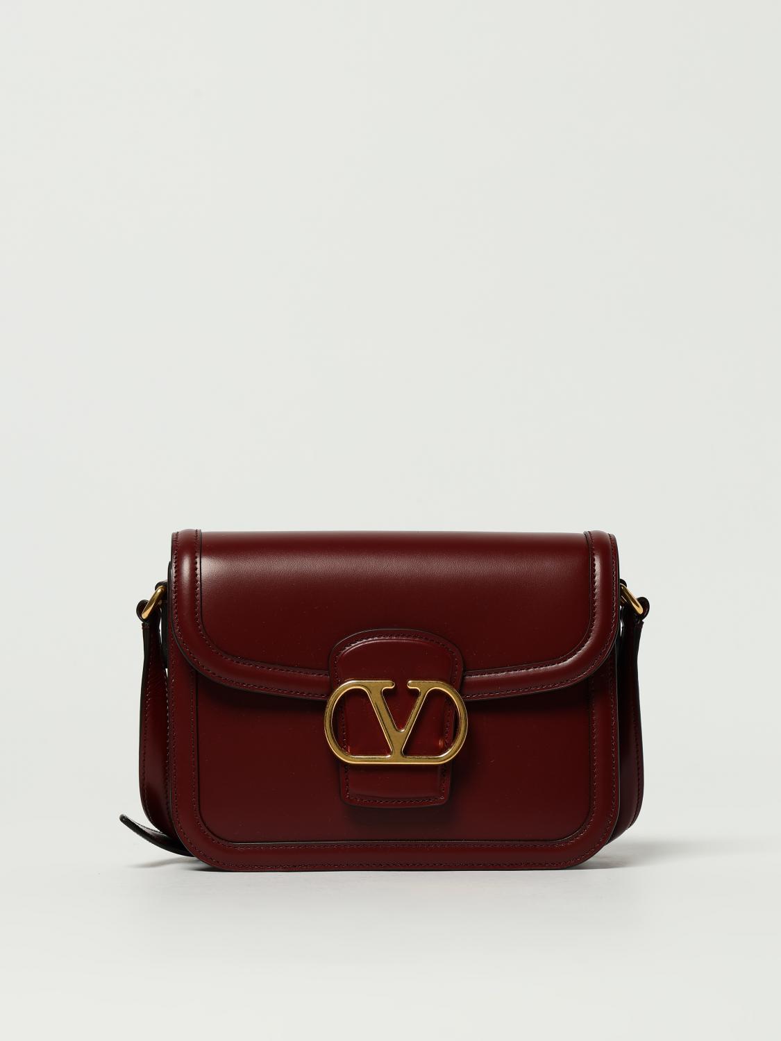 Valentino Womens Brick Ruby 9to5 Small Leather Shoulder Bag In Burgundy