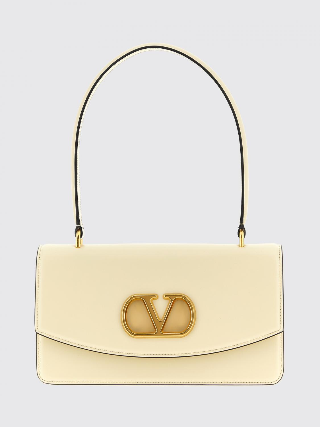 Valentino Garavani  Garavani Vain Bag With Handle In Shiny Calfskin Woman Butter Uni In Neutral