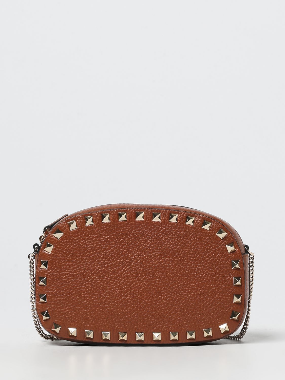 Valentino Rockstud Mini Grainy Leather Crossbody In Brown