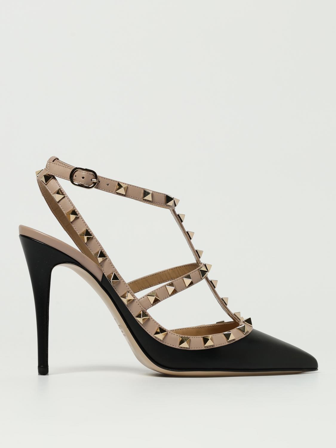 Valentino Pumps  Rockstud Ankle Strap In Genuine Patent Leather With Micro Metal Studs In Black