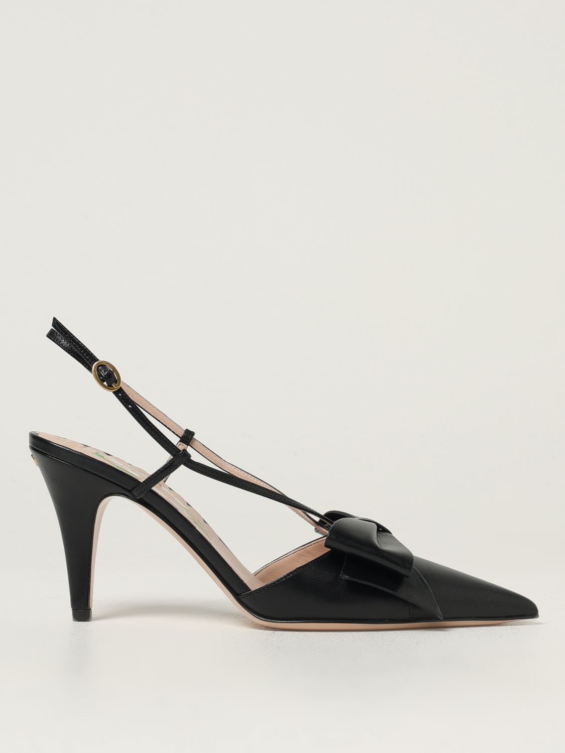 Valentino Mid Heel Bow Detail Slingback Pumps In Black
