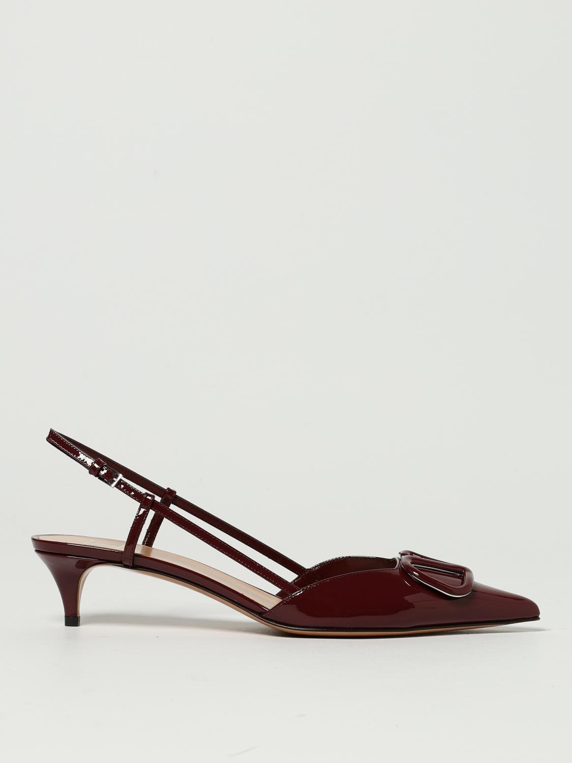 Valentino Patent Leather Vlogo Slingback Pumps 40 In Burgundy