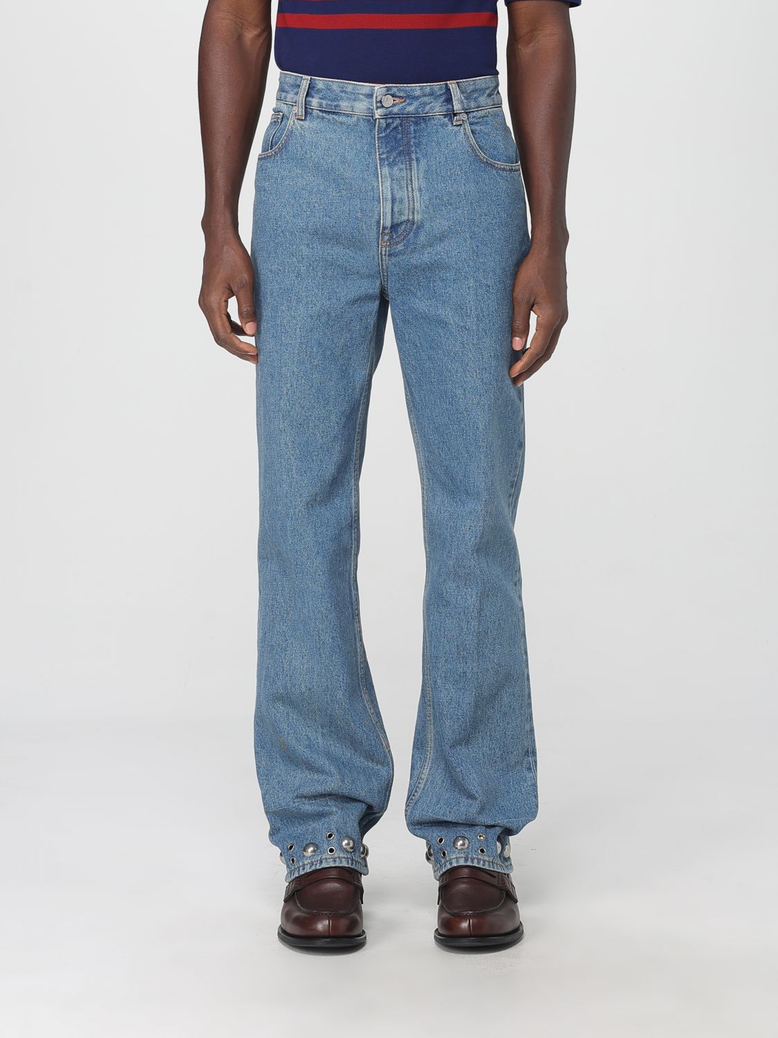 Valentino Five-pocket Jeans With Studs And Eyelets In Blue