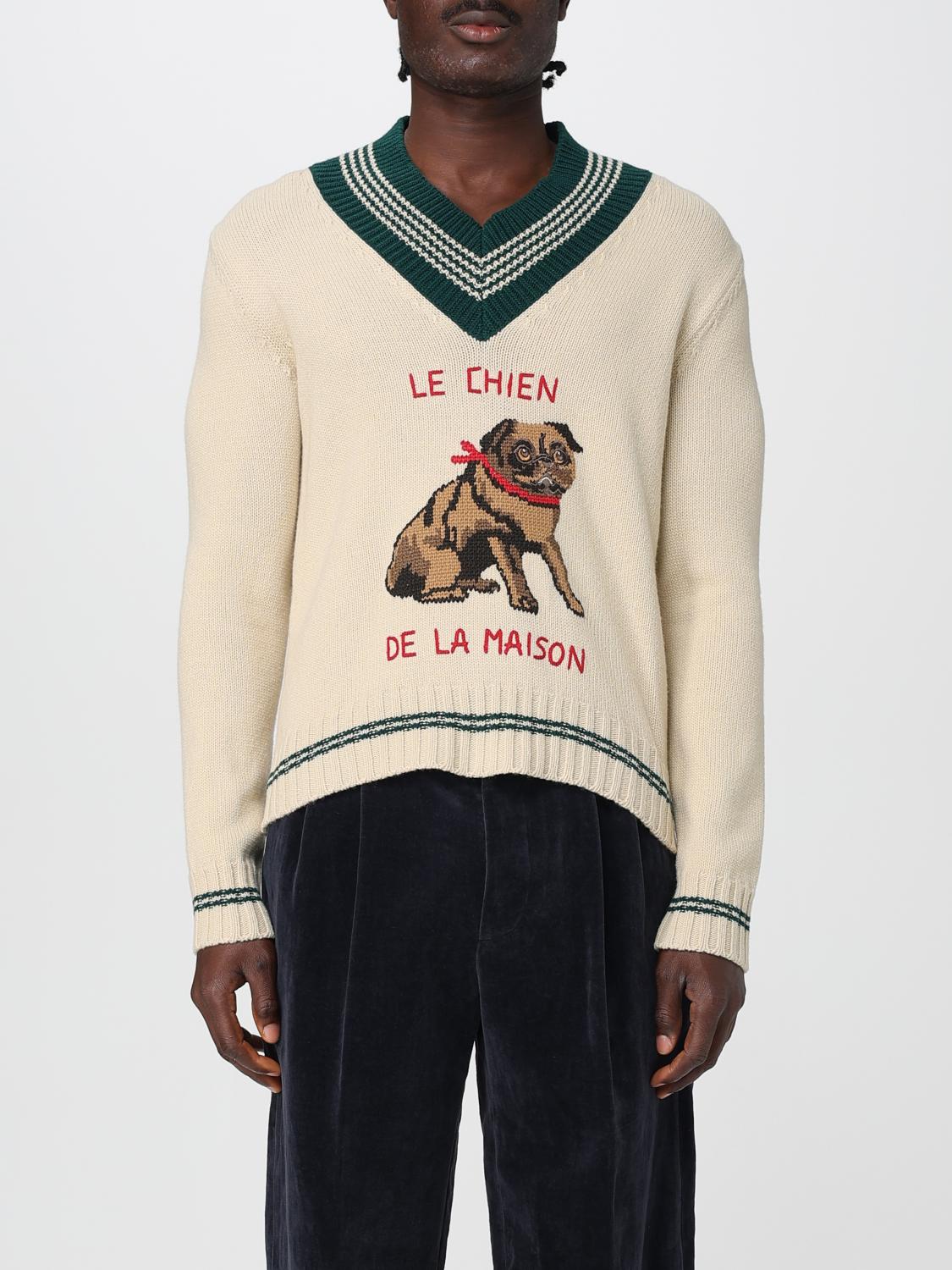 Valentino Butter-coloured Sweater With Le Chien De La Maison Embroidery In Nude