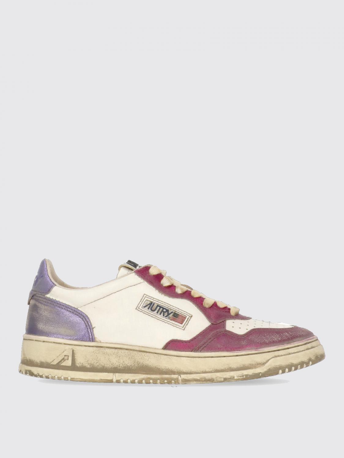Autry Low-top Leather Sneakers With Vintage Effect In Multi