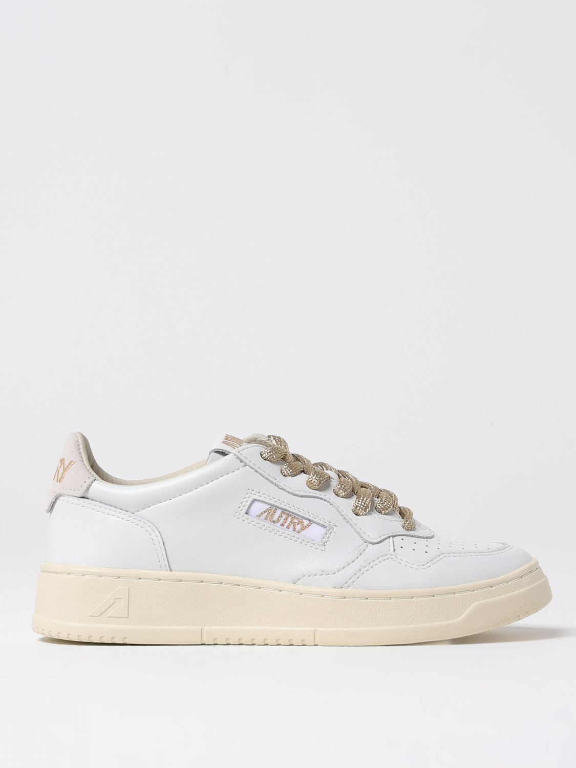 Autry Medalist Low Sneakers In White Leather And Suede Heel Tab In White