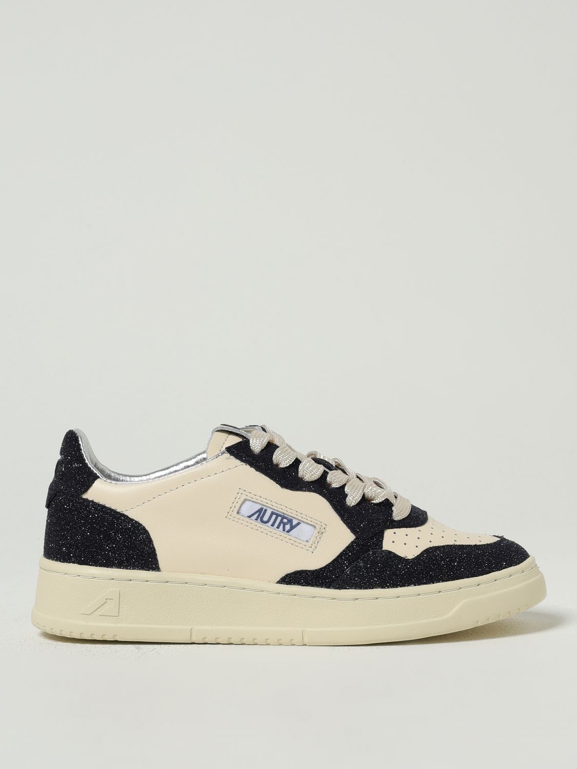 Autry Beige And Blue Leather Medalist Low Sneakers In White