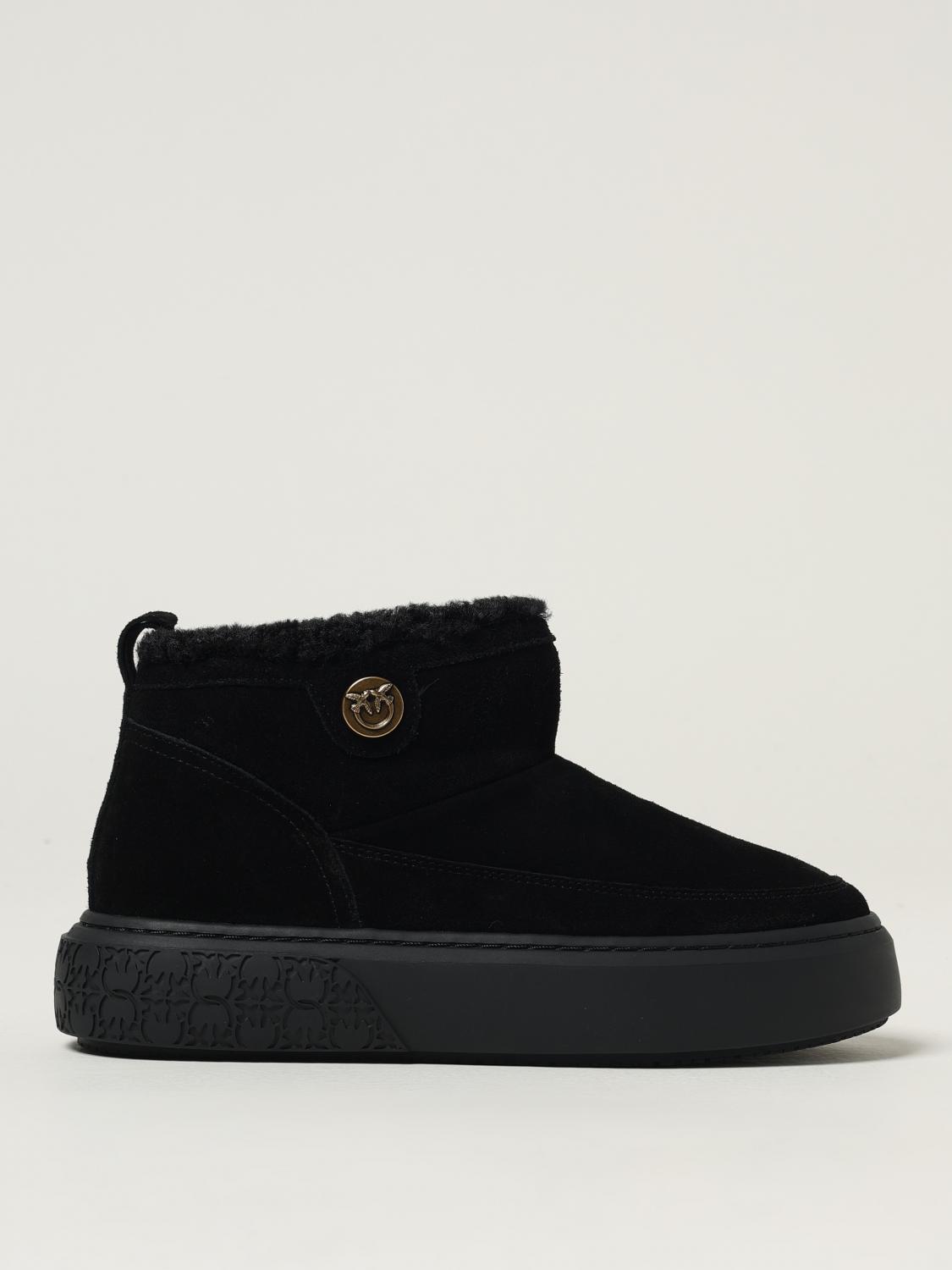 Pinko Black Boots With Shearling Lining In Black
