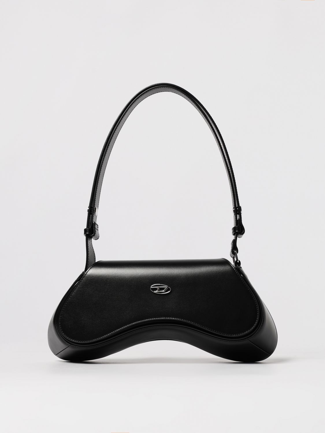 Diesel Curved Silhouette Black Crossbody Bag In Black