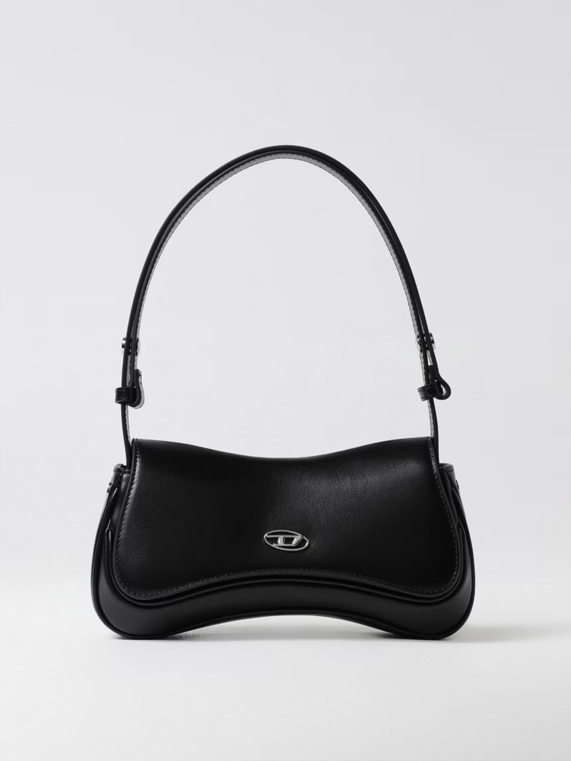 Diesel Black Leather Play Clutch In Black