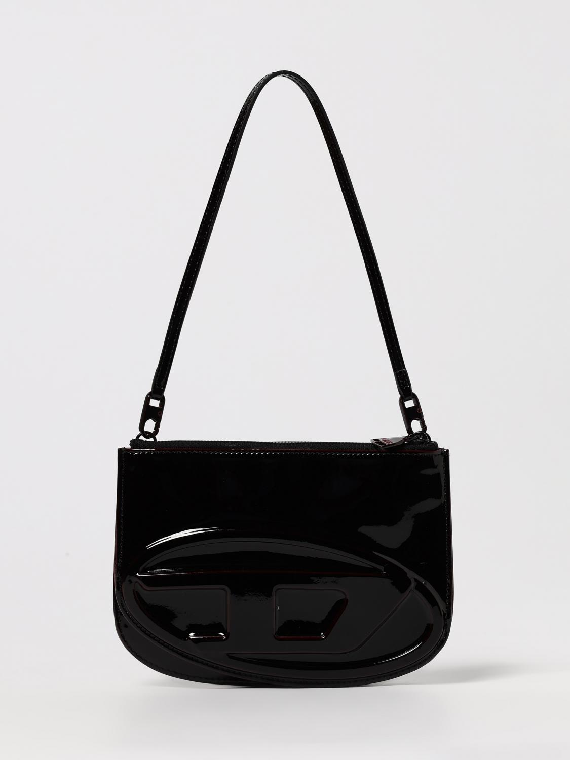 Diesel Bag 1dr Twin In Black Patent Leather In Burgundy