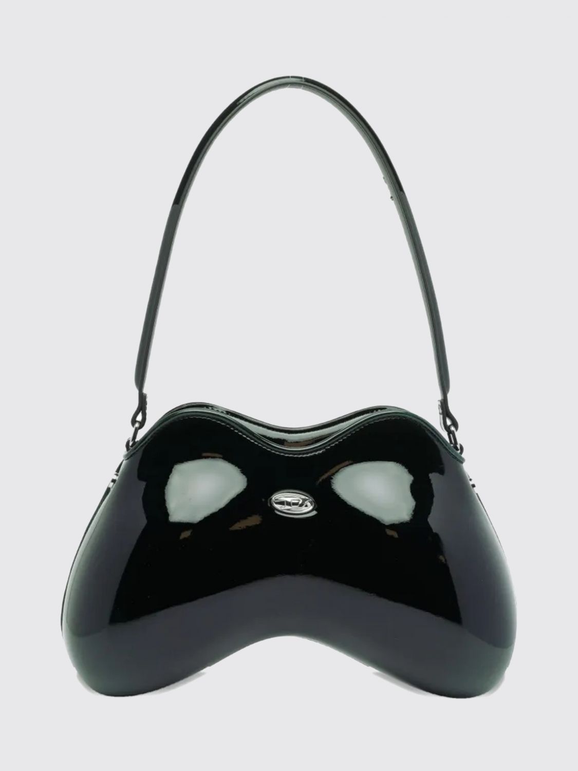 Diesel Medium Double-d Curved Shoulder Bag In Green