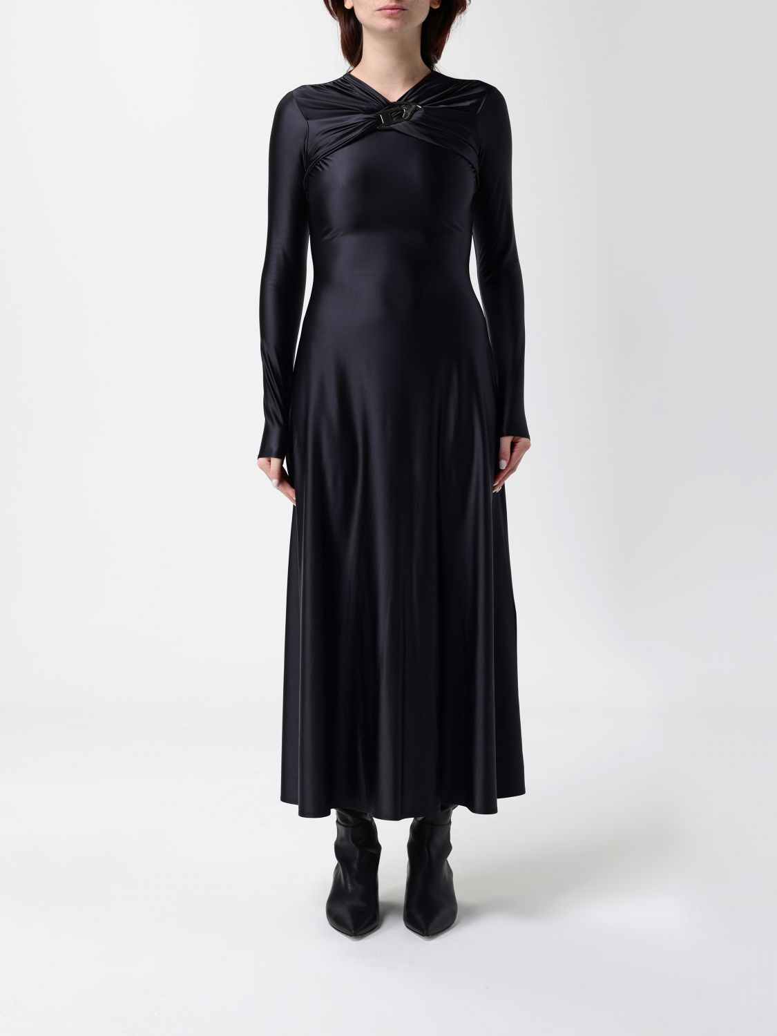 Diesel D-iamo Midi Logo Dress In Black