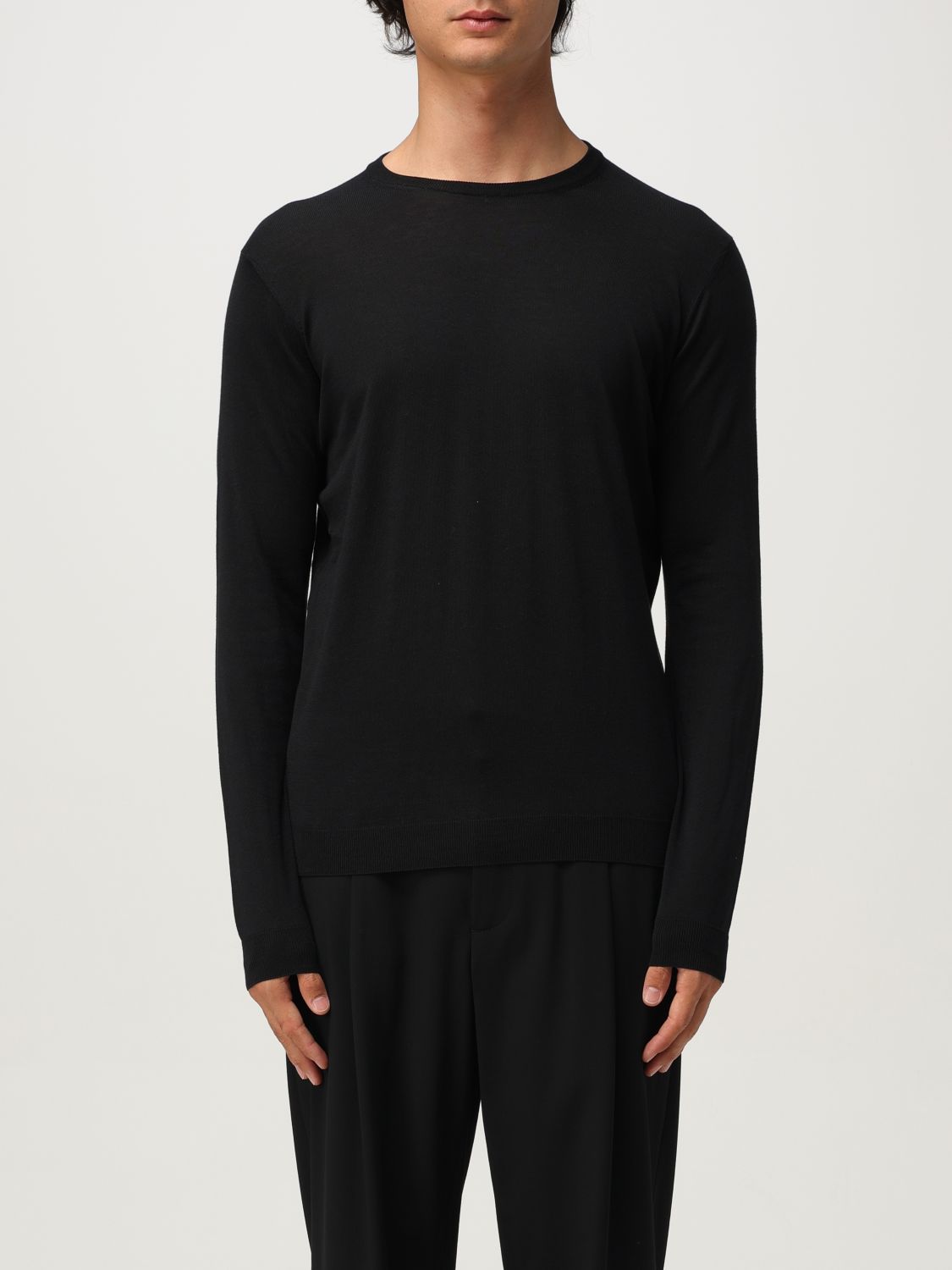 Giorgio Armani Timeless Crewneck Sweater With Long Sleeves In Black