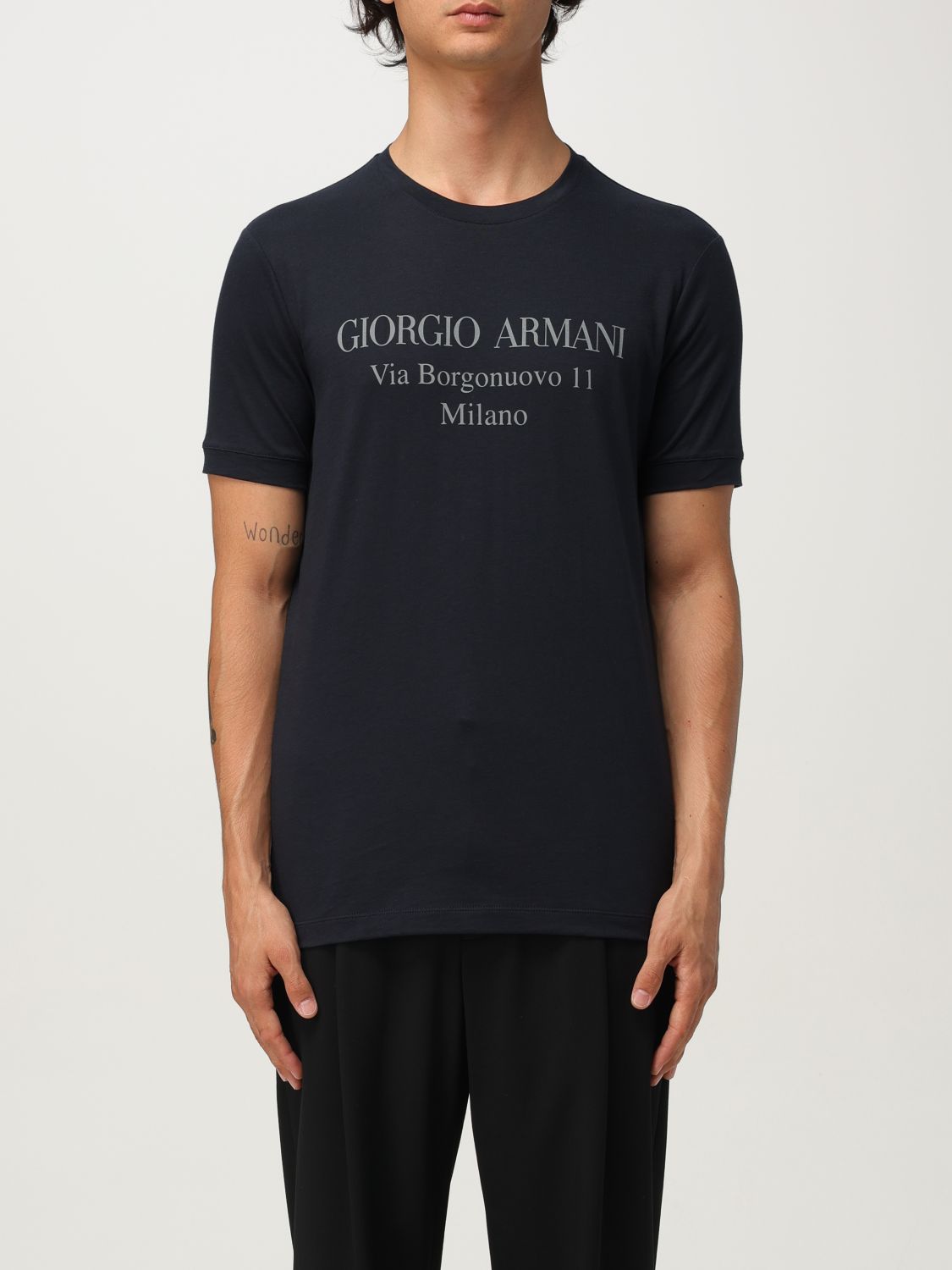 Giorgio Armani Official Store Borgonuovo 11 T-shirt In Pima Cotton Jersey In Blue