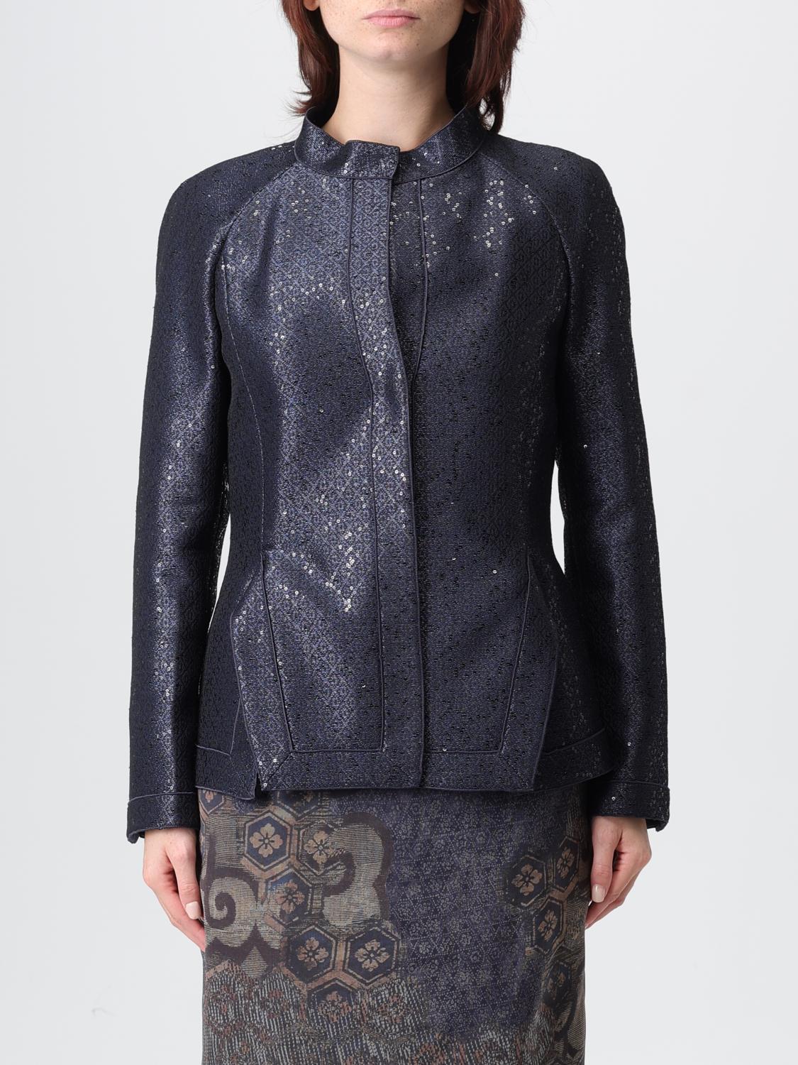 Giorgio Armani Sequin Jacquard Single-breasted Evening Jacket In Blue