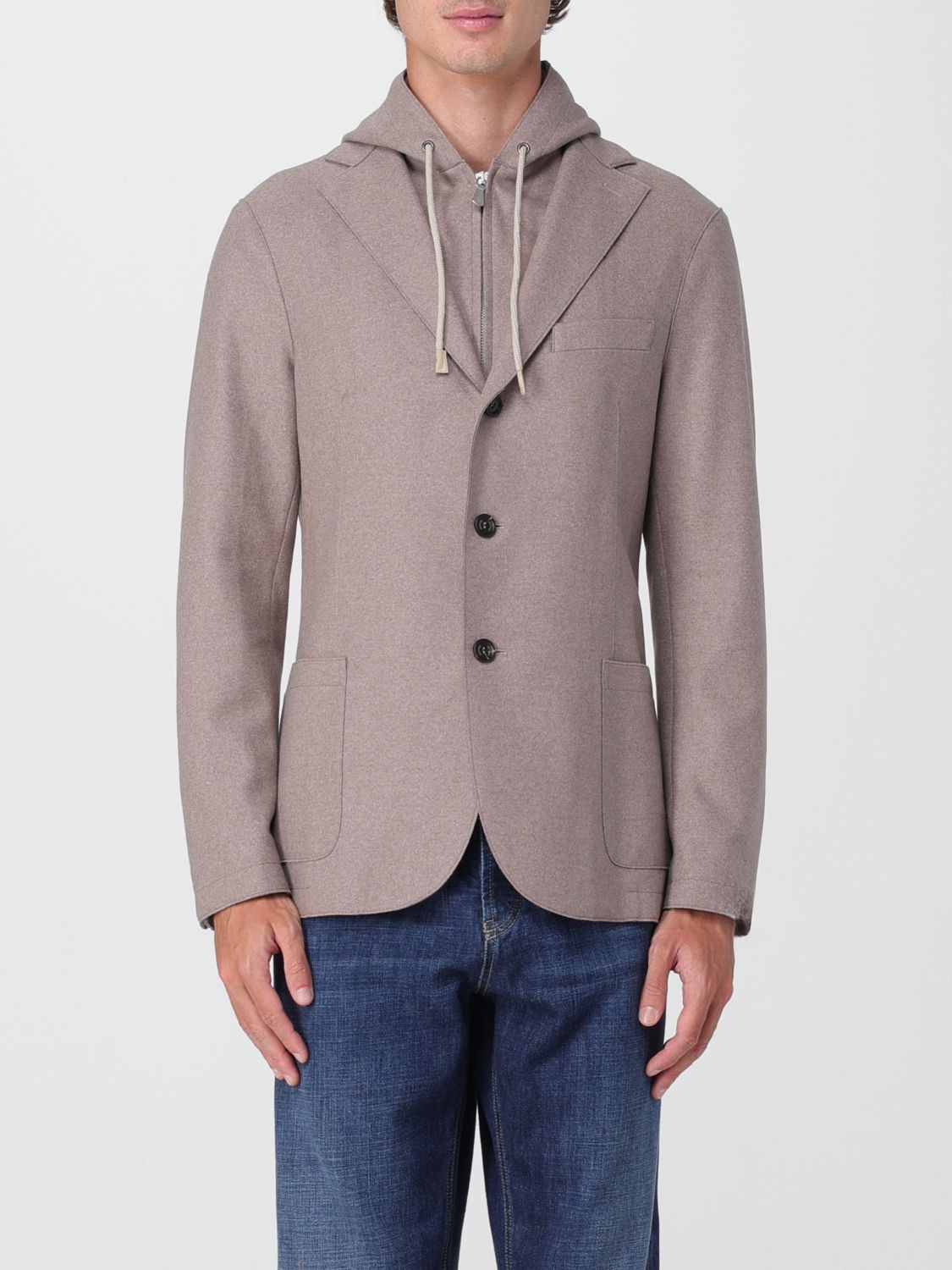 Eleventy Hooded Three-button Jacket In Neutral