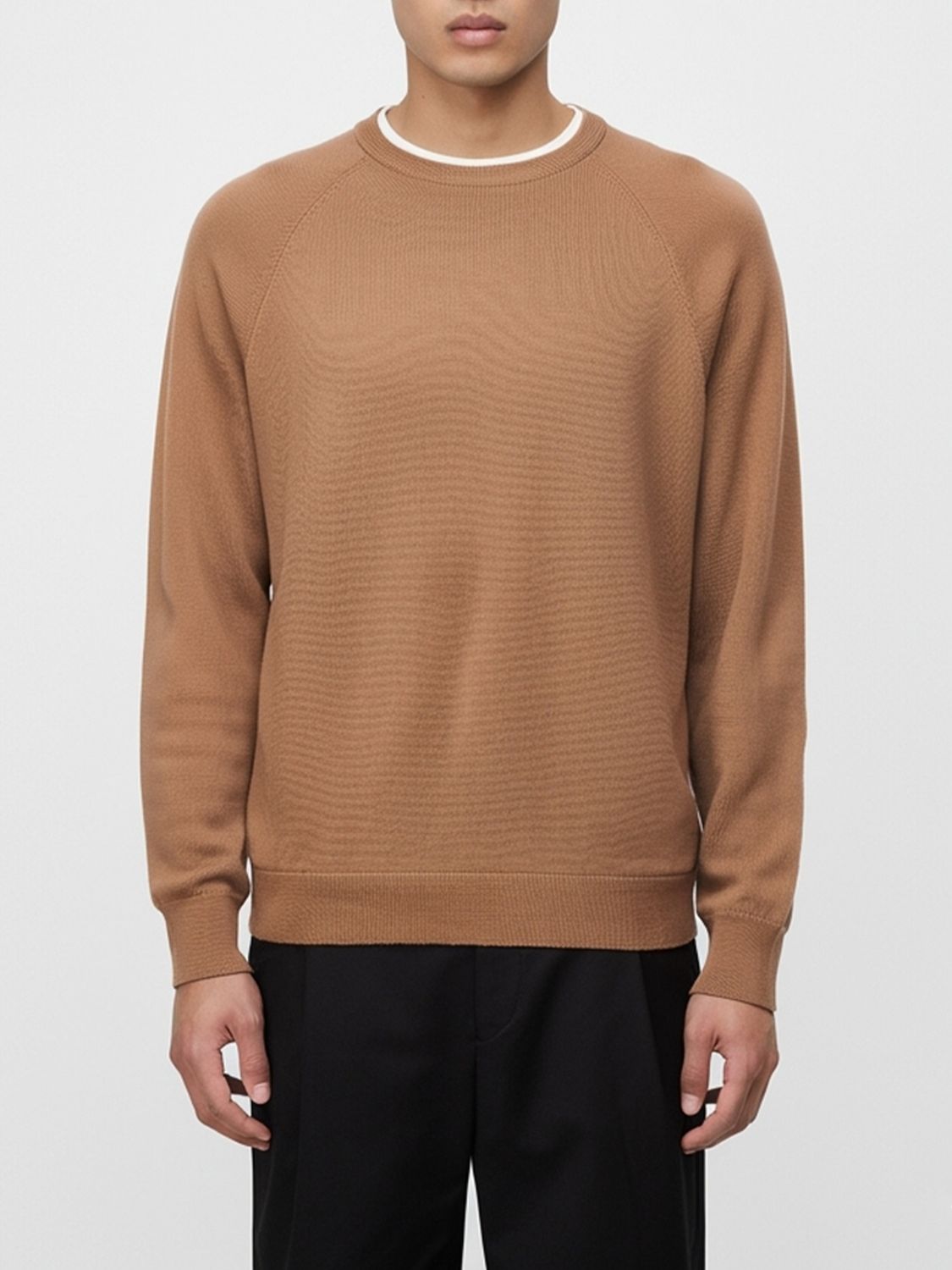Eleventy Ribbed-hem Wool Sweater In Brown