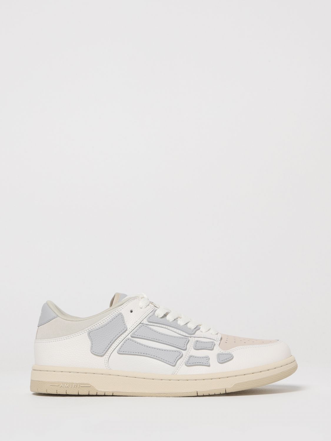 Amiri Two-tone Leather Skel Sneakers With Textured Finish In Gold