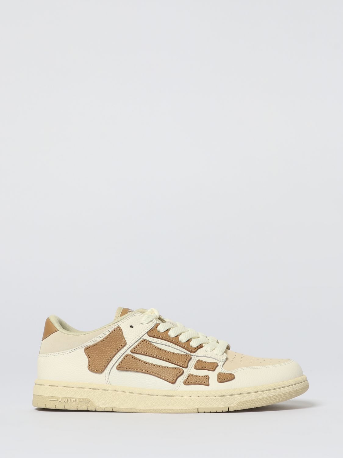 Amiri Two-tone Leather Skel Sneakers With Textured Finish In Brown