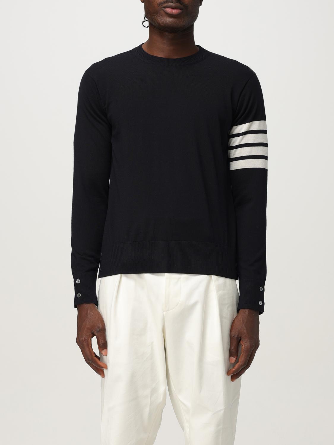 Thom Browne Midnight Blue Wool Sweater In Black
