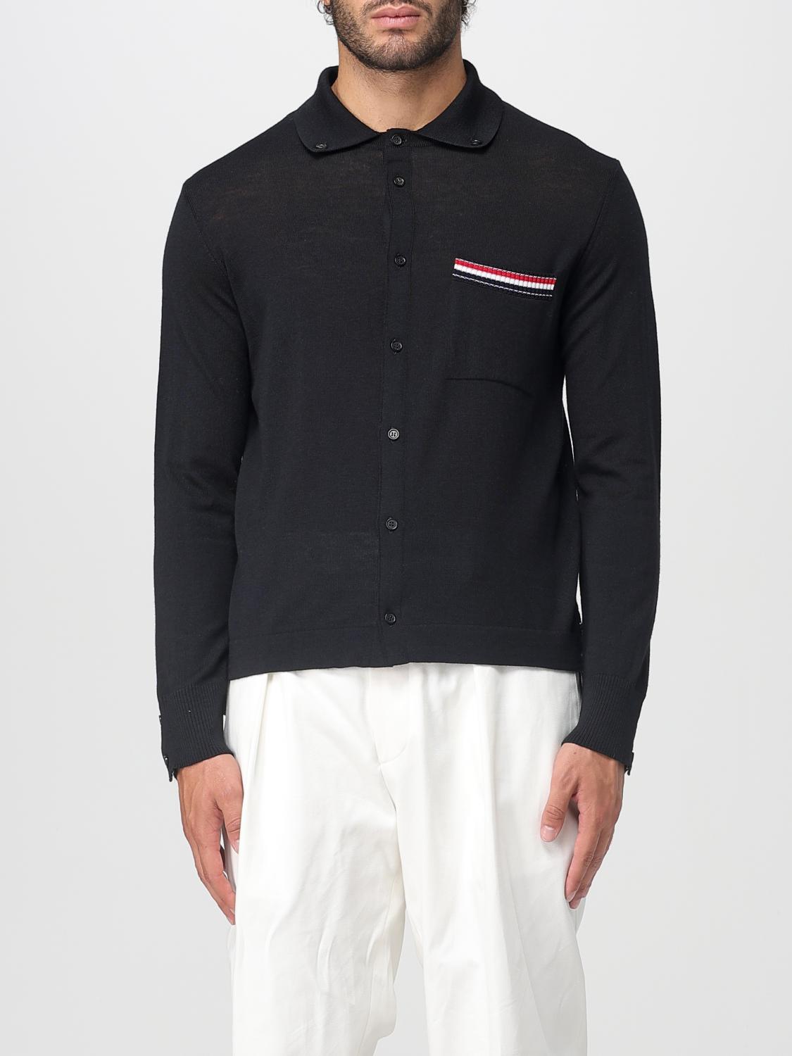 Thom Browne Wool Shirt With Long Sleeves And Striped Detail In Multi