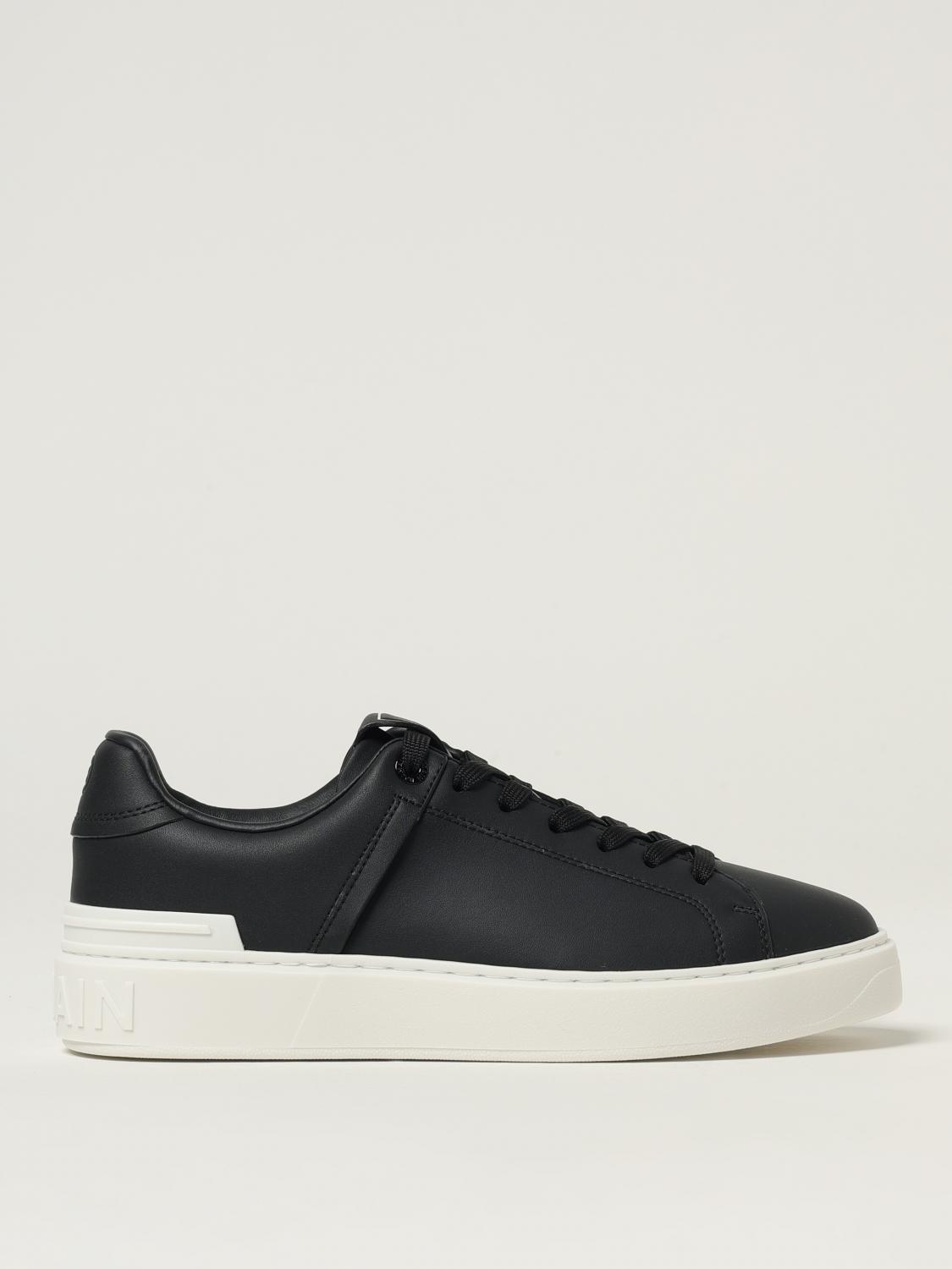 Balmain B Court Sneakers In Black Calfskin In Black
