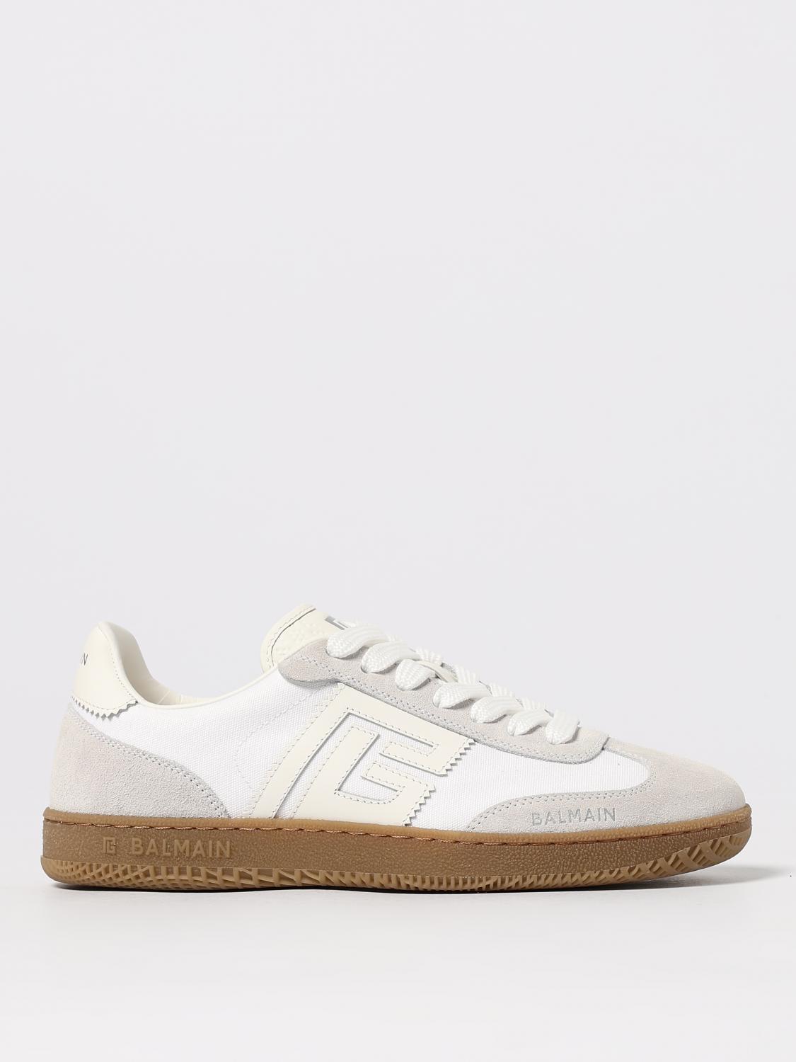 Balmain Swan Low-top Sneakers With Suede Accents In White