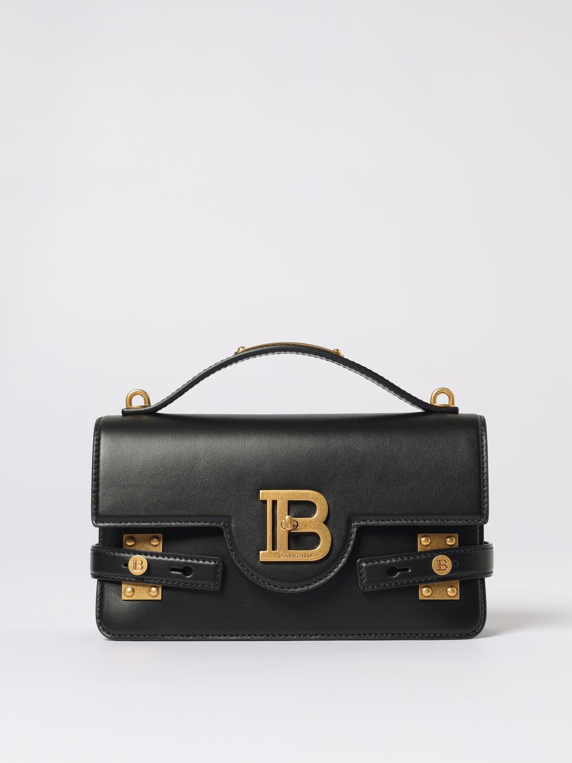 Balmain B-buzz 17 Leather Shoulder Bag In Black