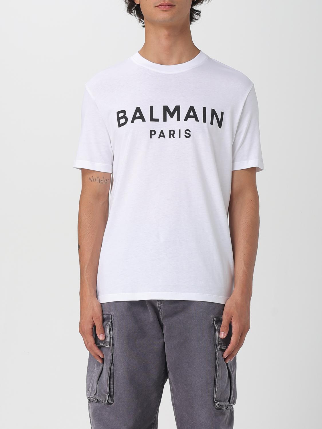 Balmain Crew Neck T-shirt With Bold Logo Detailing In White