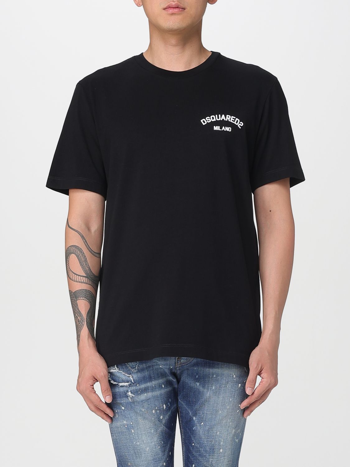 Dsquared2 Cotton Crew Neck T-shirt With Short Sleeves In Black