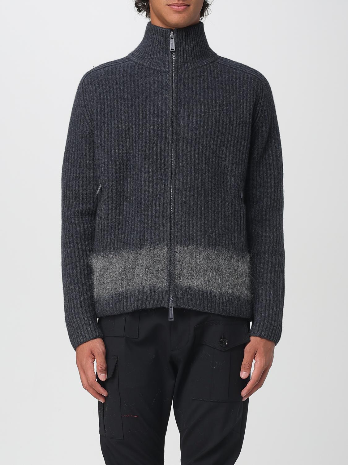 Dsquared2 Full-zip Cardigan With Mohair Inlay In Black