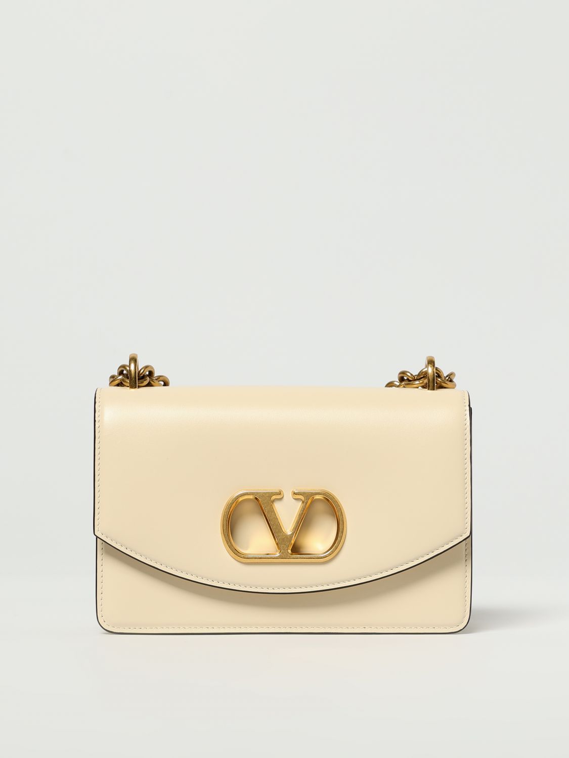 Valentino Womens Vain Small Chain-strap Leather Shoulder Bag Butter White