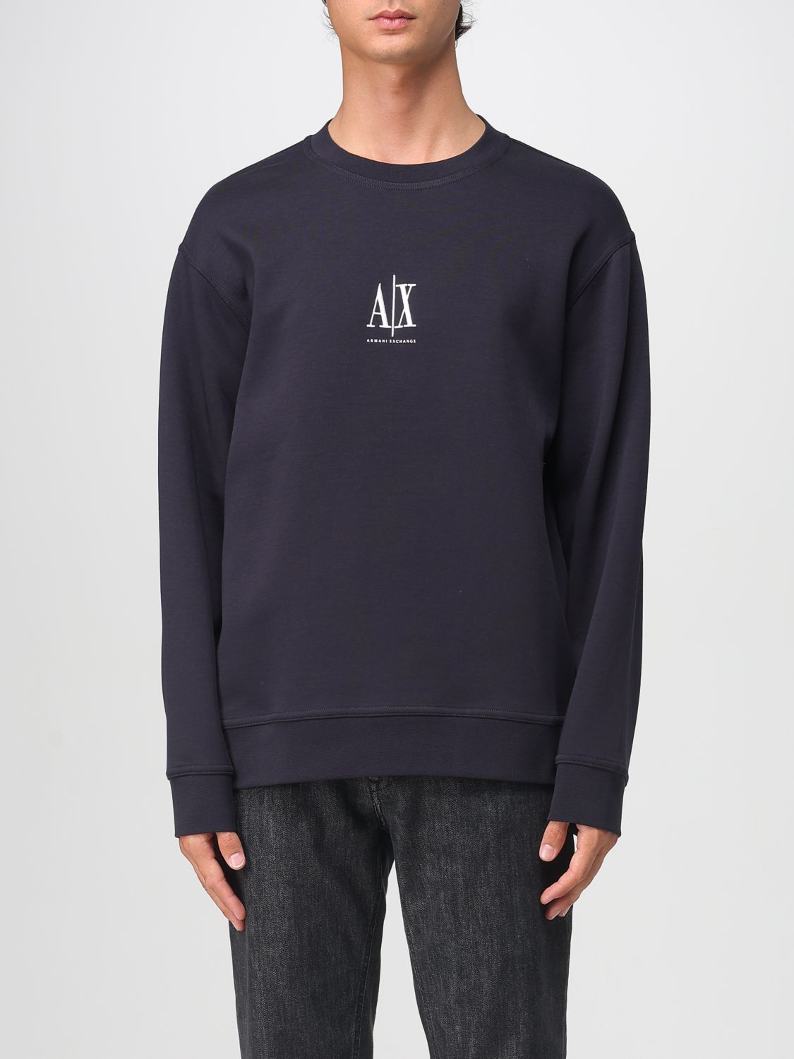 Armani Exchange Logo-embroidered Sweatshirt In Blue