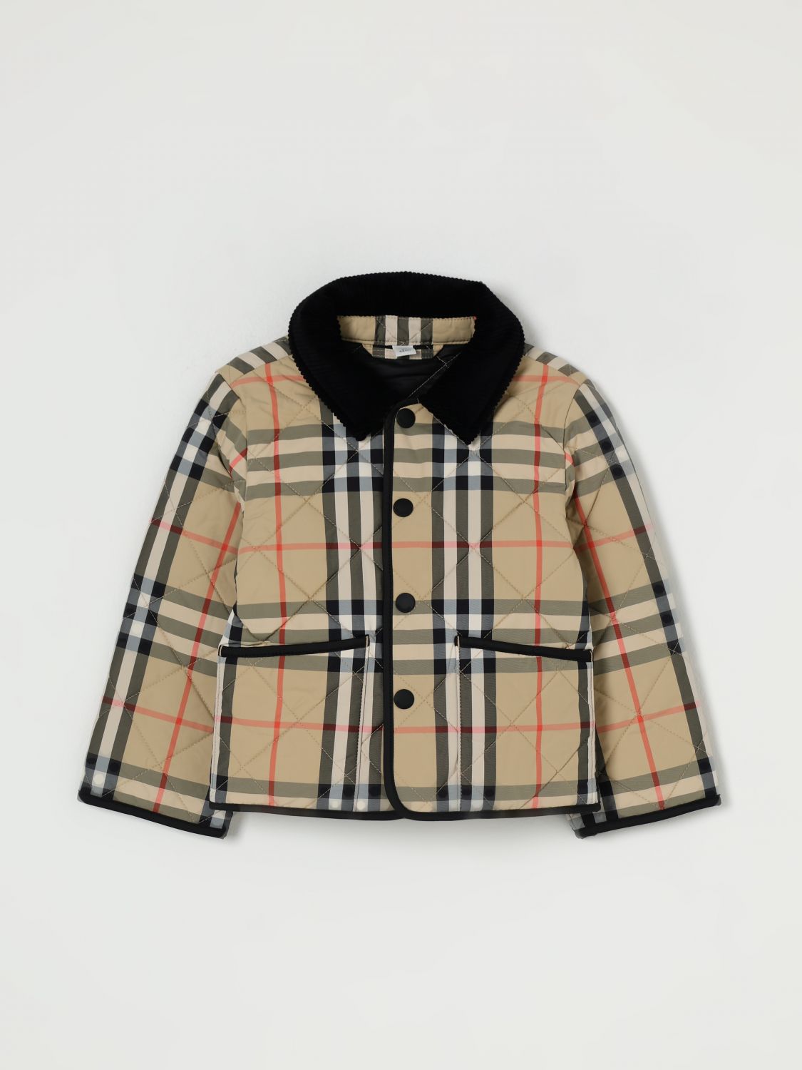 Burberry Childrens Check Quilted Nylon Barn Jacket In Brown