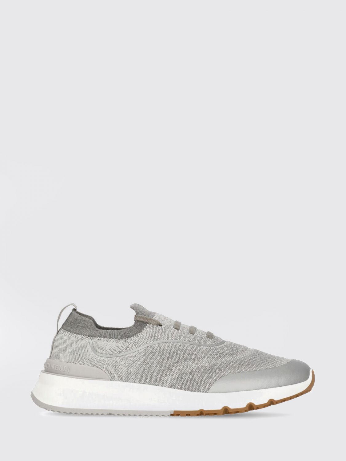 Brunello Cucinelli Knitted Running Low-top Sneakers In Gray