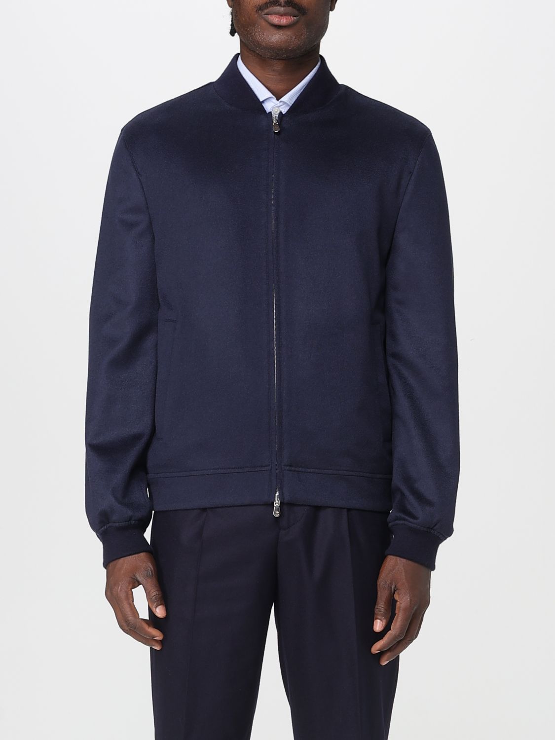 Brunello Cucinelli Zip-fastening Bomber Jacket In Blue
